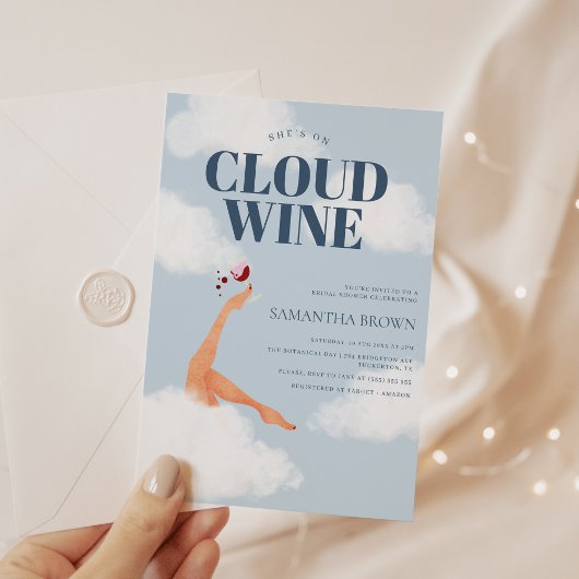 Waterverf bruid op Cloud Wine Vrijgezellenfeest Kaart