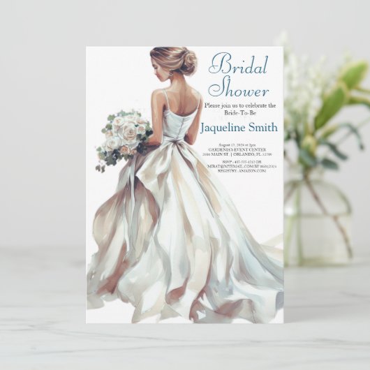 Waterverf bruid Vrijgezellenfeest Kaart (Staand voorkant)