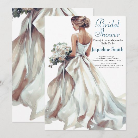 Waterverf bruid Vrijgezellenfeest Kaart (Voorkant / Achterkant)