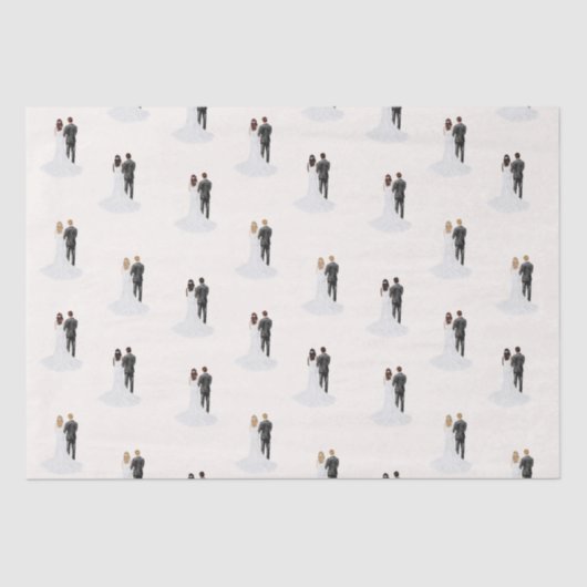 Waterverf Bruidegom & Bruid Voor Trouwfeest Bruilo Tissuepapier (Voorkant)