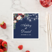 Waterverf Bruidsbloemen Licht Burgundy Blauw Servet (Insitu)