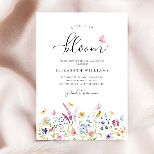 Waterverf Bruidsborrel met Wilde Bloemen Kaart