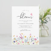 Waterverf Bruidsborrel met Wilde Bloemen Kaart (Staand voorkant)