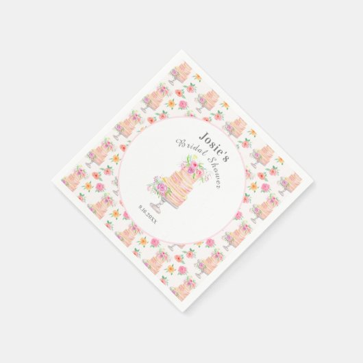 Waterverf Bruidsdouche Gelaagde Rozen Cake Patroon Servet (Hoek)