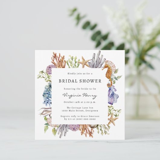 Waterverf Bruidsdouche Kaart (Staand voorkant)