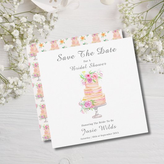 Waterverf Bruidsdouche Lagen Cake Met Rozen Save The Date