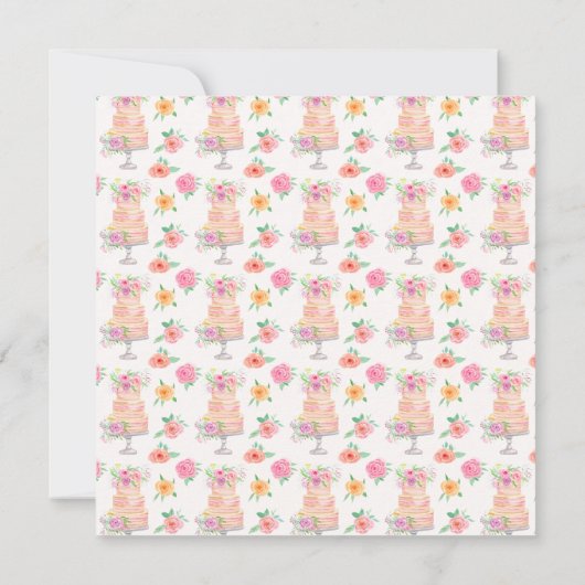 Waterverf Bruidsdouche Lagen Taart Met Rozen Save The Date (Achterkant)