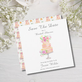 Waterverf Bruidsdouche Lagen Taart Met Rozen Save The Date