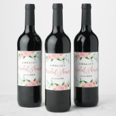 Waterverf Bruidsdouche Wijnlabel met Wilde Bloemen Wijn Etiket (Flessen)