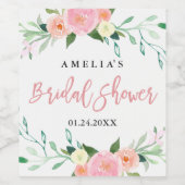 Waterverf Bruidsdouche Wijnlabel met Wilde Bloemen Wijn Etiket (Enkel label)