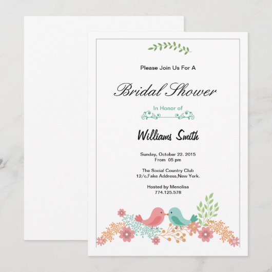 Waterverf bruidsdoucheuitnodiging kaart (Voorkant / Achterkant)