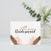 Waterverf Bruidsmeisje Uitnodiging met Veer (Staand voorkant)