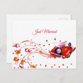 Waterverf bruidspaar net getrouwd feestdagenkaart (Voorkant / Achterkant)