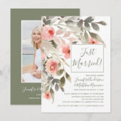 Waterverf Bruidsroos Receptie na de Bruiloft Kaart (Voorkant / Achterkant)