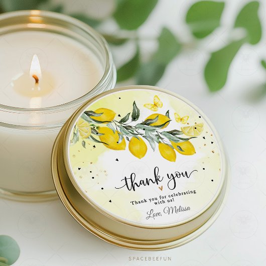 Waterverf bruidsshower stickerlabels met citroen ronde sticker