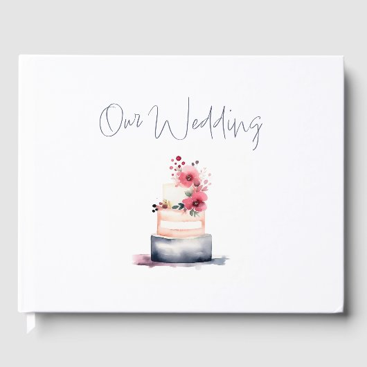 Waterverf bruidstaart gastenboek (Voorkant)
