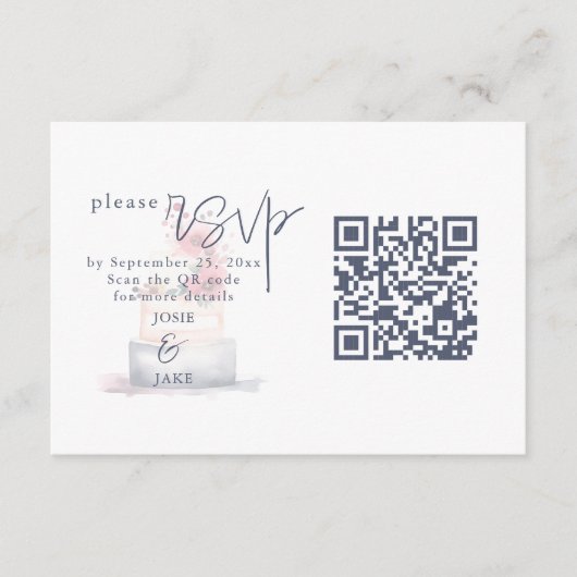 Waterverf bruidstaart Illustratie QR Code Informatiekaartje (Voorkant)
