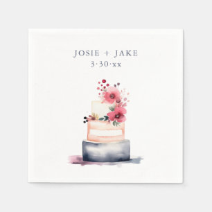 waterverf bruidstaart servet