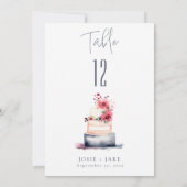 Waterverf bruidstaart Tafel Aantal Zitkaarten Kaart (Achterkant)