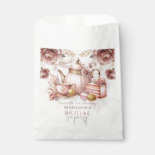 Waterverf Bruidsthee Dusty Pink Custom Bedankzakje (Voorkant)