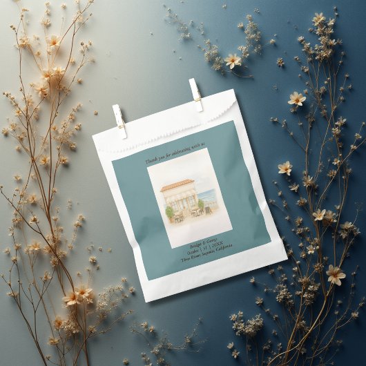 waterverf bruiloft aan de Middellandse Zee Bedankzakje