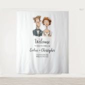 Waterverf bruiloft achtergrond bruid bruidegom eig wandkleed (Voorkant)