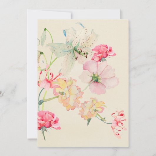 Waterverf bruiloft alles in één roze groen geel kaart (Achterkant)