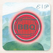 Waterverf bruiloft barbecue kartonnen onderzetters (Voorkant)