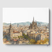 Waterverf Bruiloft Barcelone Skyline Gastenboek (Achterkant)
