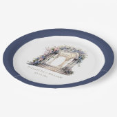 Waterverf bruiloft bloemboog gepersonaliseerd papieren bordje (Gekanteld)