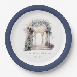Waterverf bruiloft bloemboog gepersonaliseerd papieren bordje