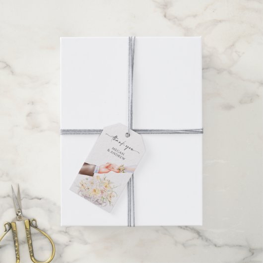 Waterverf bruiloft bloemenpaar ring cadeaulabel (Met Touw)