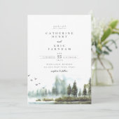 Waterverf bruiloft bosmeer kaart (Staand voorkant)
