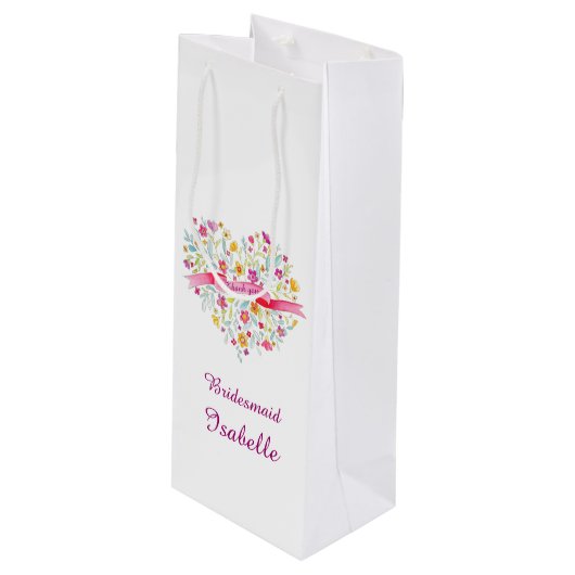 Waterverf bruiloft bridesmaïde wijn gunsttas cadeautas (Voorkant Gekanteld)