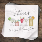 Waterverf bruiloft cocktails gepersonaliseerd servet