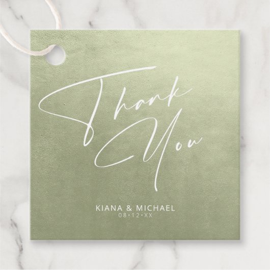 Waterverf bruiloft Dank je Sage Green ID786 Bedankjes Labels (Voorkant)
