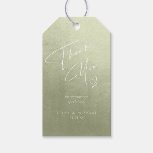 Waterverf bruiloft Dank je Sage Green ID786 Cadeaulabel (Voorkant)