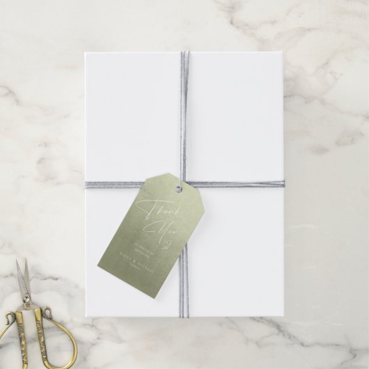 Waterverf bruiloft Dank je Sage Green ID786 Cadeaulabel (Met Touw)