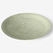 Waterverf bruiloft Dank je Sage Green ID786 Papieren Bordje (Gekanteld)