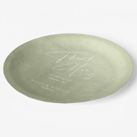 Waterverf bruiloft Dank je Sage Green ID786 Papieren Bordje (Gekanteld)