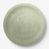 Waterverf bruiloft Dank je Sage Green ID786 Papieren Bordje (Voorkant)