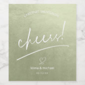 Waterverf bruiloft Dank je Sage Green ID786 Wijn Etiket (Enkel label)