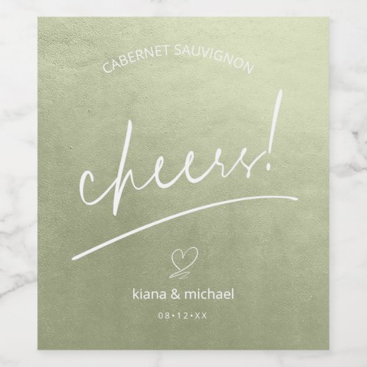 Waterverf bruiloft Dank je Sage Green ID786 Wijn Etiket (Enkel label)