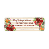 Waterverf Bruiloft Douche Rozen Retouradres Etiket (Voorkant)