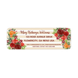 Waterverf Bruiloft Douche Rozen Retouradres Etiket