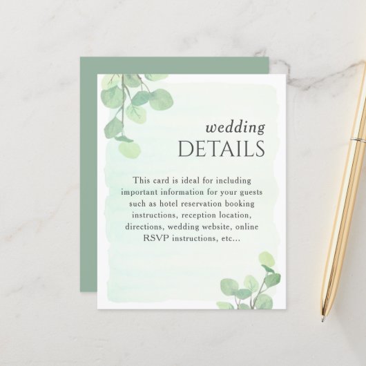 Waterverf  bruiloft Eucalyptus Greenery (Voorkant / Achterkant in situ)