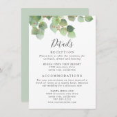 Waterverf  bruiloft Eucalyptus Greenery Informatiekaartje (Voorkant / Achterkant)