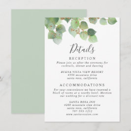 Waterverf bruiloft Eucalyptus Greenery Informatiekaartje