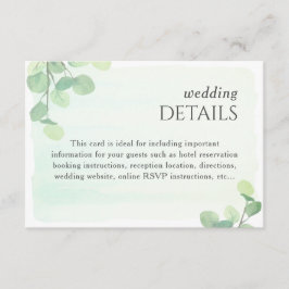 Waterverf  bruiloft Eucalyptus Greenery Informatiekaartje