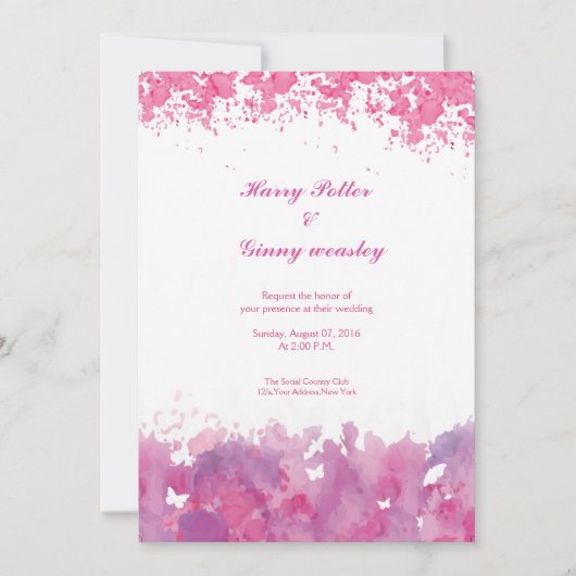 Waterverf Bruiloft feestuitnodiging Kaart (Voorkant)